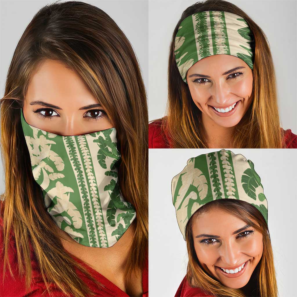 Hawaii Pua Kenikeni Lei Neck Gaiter With Lau Maia Green