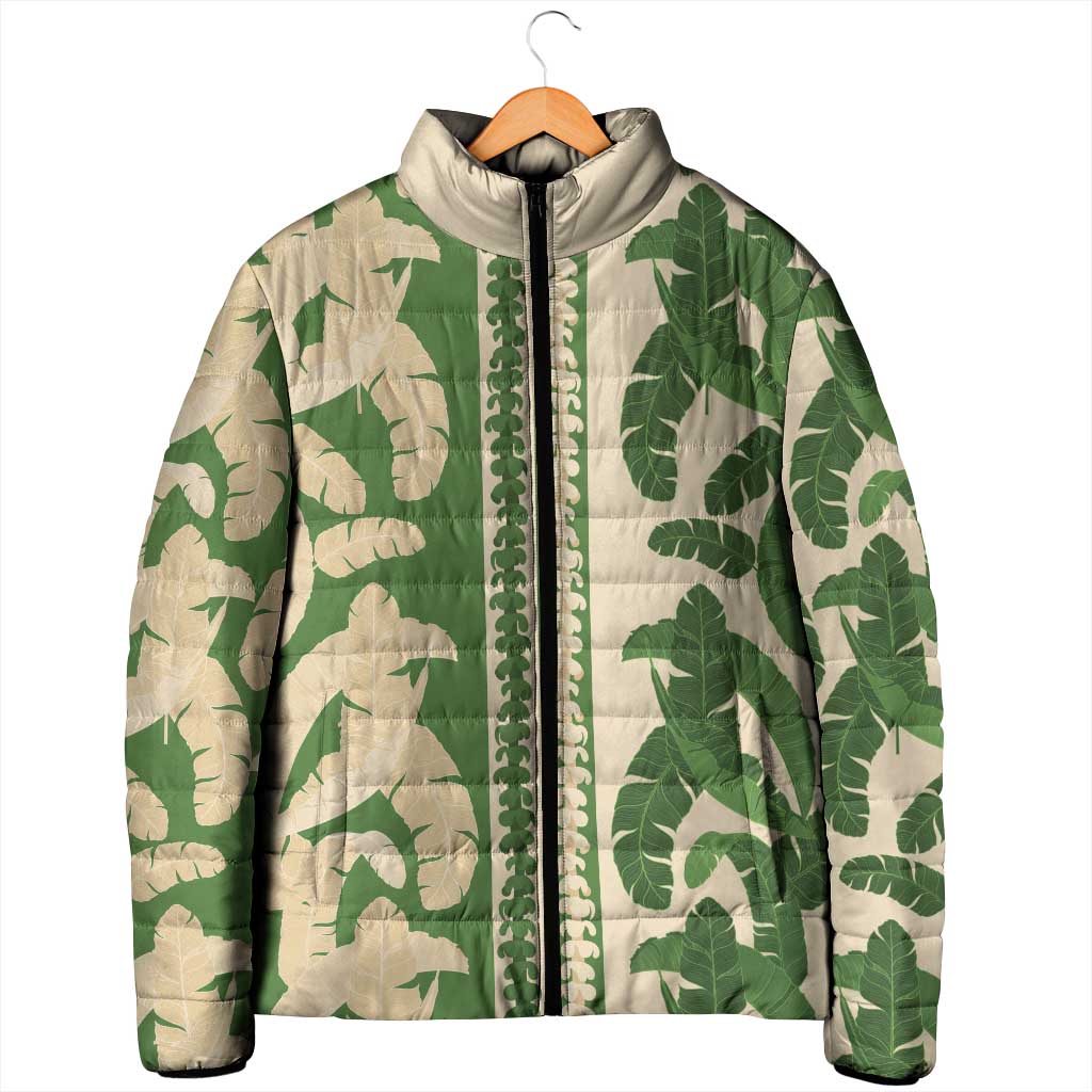 Hawaii Pua Kenikeni Lei Padded Jacket With Lau Maia Green LT05 - Polynesian Pride