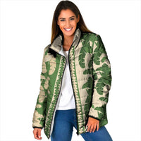 Hawaii Pua Kenikeni Lei Padded Jacket With Lau Maia Green LT05 Women Green - Polynesian Pride