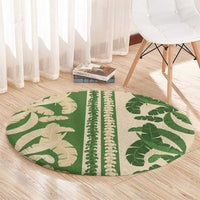 Hawaii Pua Kenikeni Lei Round Carpet With Lau Maia Green