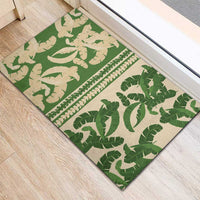 Hawaii Pua Kenikeni Lei Rubber Doormat With Lau Maia Green