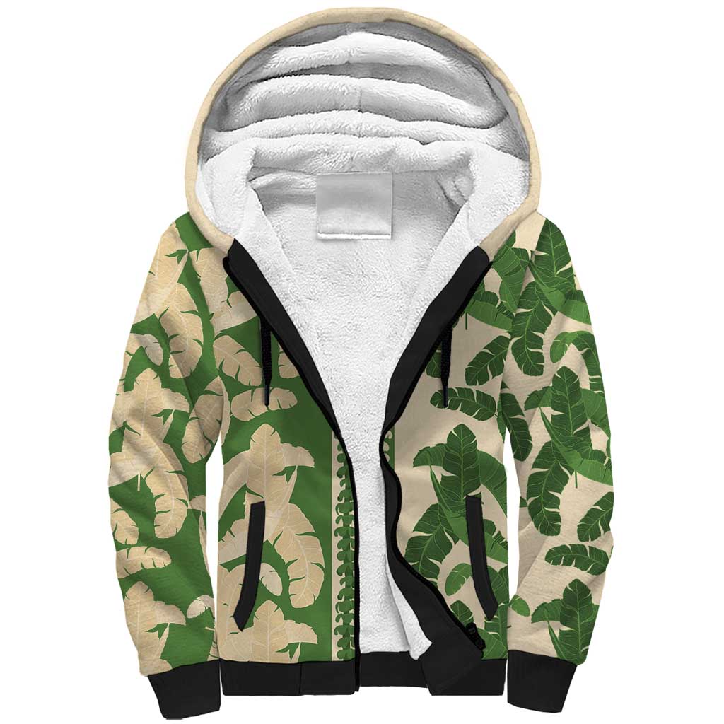 Hawaii Pua Kenikeni Lei Sherpa Hoodie With Lau Maia Green LT05 Unisex Green - Polynesian Pride