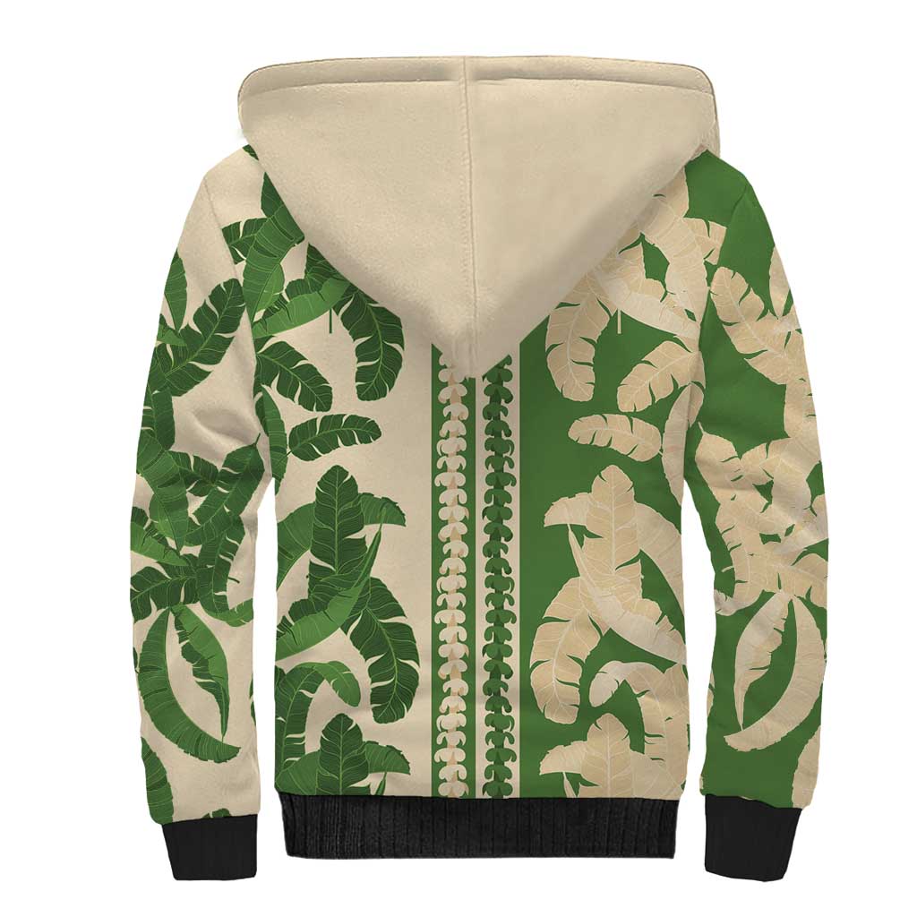 Hawaii Pua Kenikeni Lei Sherpa Hoodie With Lau Maia Green LT05 - Polynesian Pride