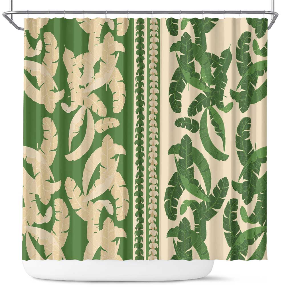 Hawaii Pua Kenikeni Lei Shower Curtain With Lau Maia Green
