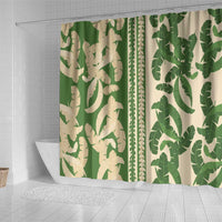 Hawaii Pua Kenikeni Lei Shower Curtain With Lau Maia Green