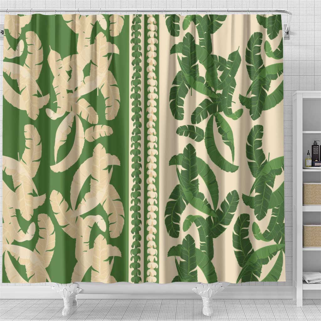 Hawaii Pua Kenikeni Lei Shower Curtain With Lau Maia Green