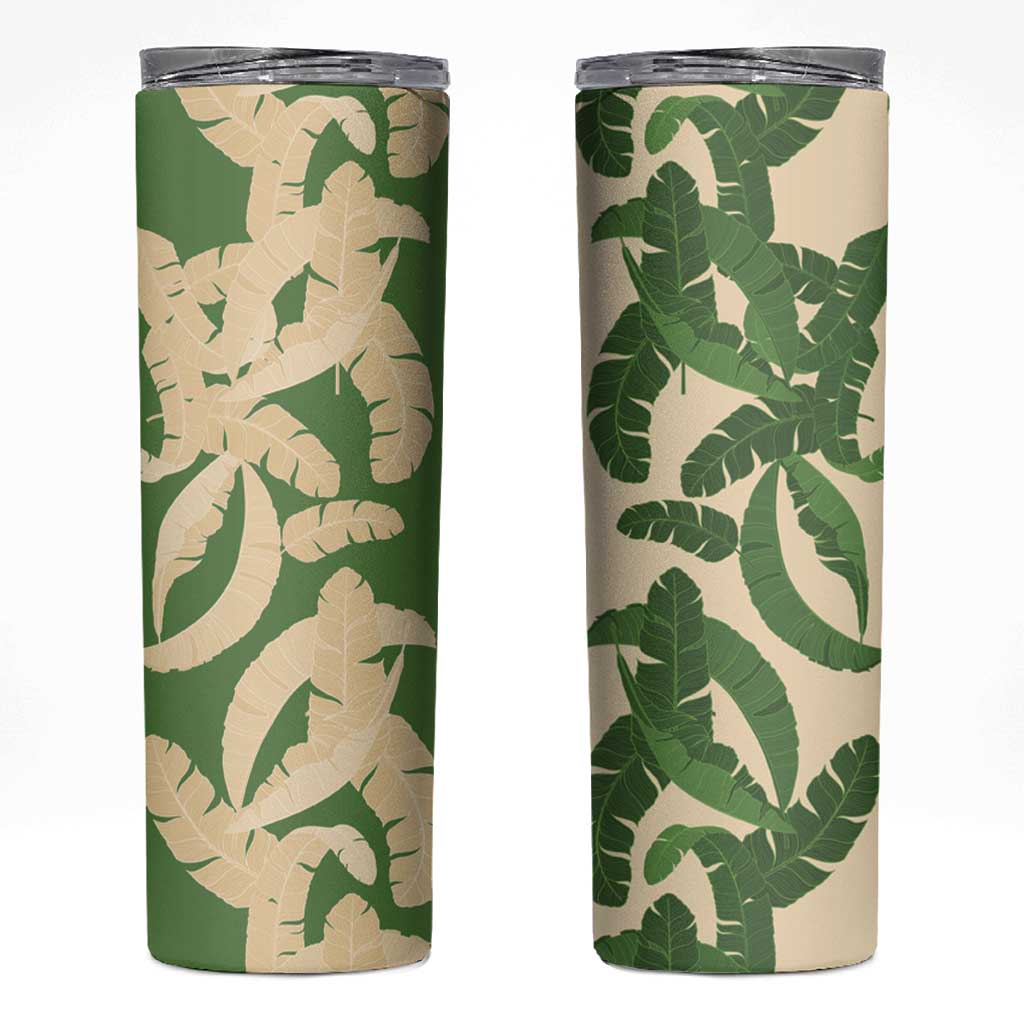 Hawaii Pua Kenikeni Lei Skinny Tumbler With Lau Maia Green LT05 Green - Polynesian Pride
