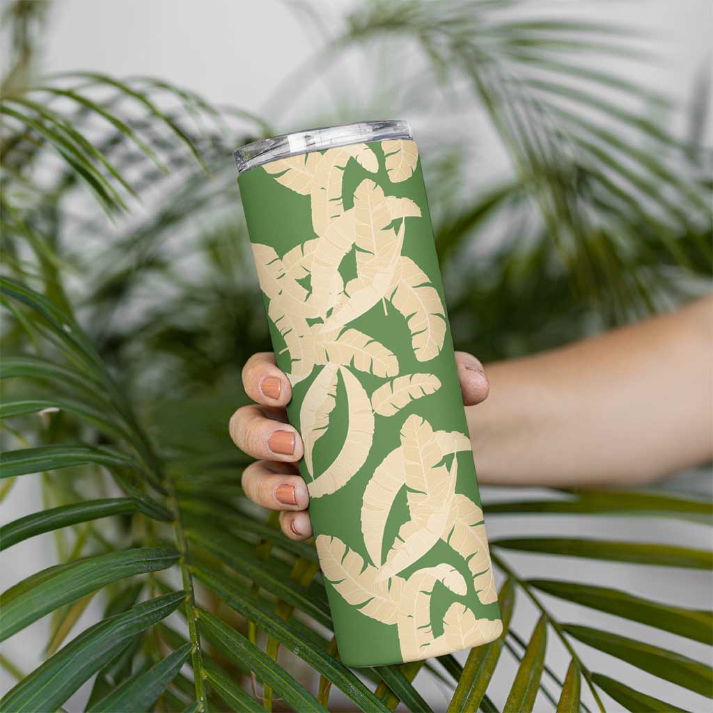 Hawaii Pua Kenikeni Lei Skinny Tumbler With Lau Maia Green LT05 - Polynesian Pride