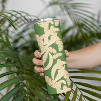 Hawaii Pua Kenikeni Lei Skinny Tumbler With Lau Maia Green LT05 - Polynesian Pride
