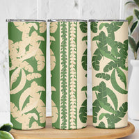 Hawaii Pua Kenikeni Lei Skinny Tumbler With Lau Maia Green LT05 - Polynesian Pride