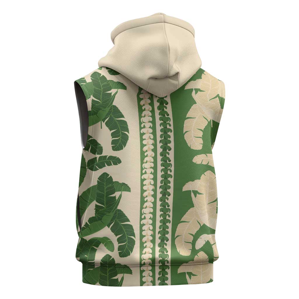 Hawaii Pua Kenikeni Lei Sleeveless Hoodie With Lau Maia Green LT05 - Polynesian Pride