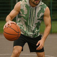 Hawaii Pua Kenikeni Lei Sleeveless Hoodie With Lau Maia Green LT05 - Polynesian Pride