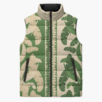Hawaii Pua Kenikeni Lei Sleeveless Puffer Jacket With Lau Maia Green LT05 Unisex Green - Polynesian Pride