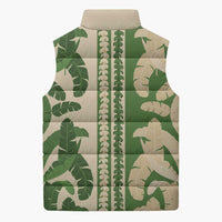 Hawaii Pua Kenikeni Lei Sleeveless Puffer Jacket With Lau Maia Green LT05 - Polynesian Pride