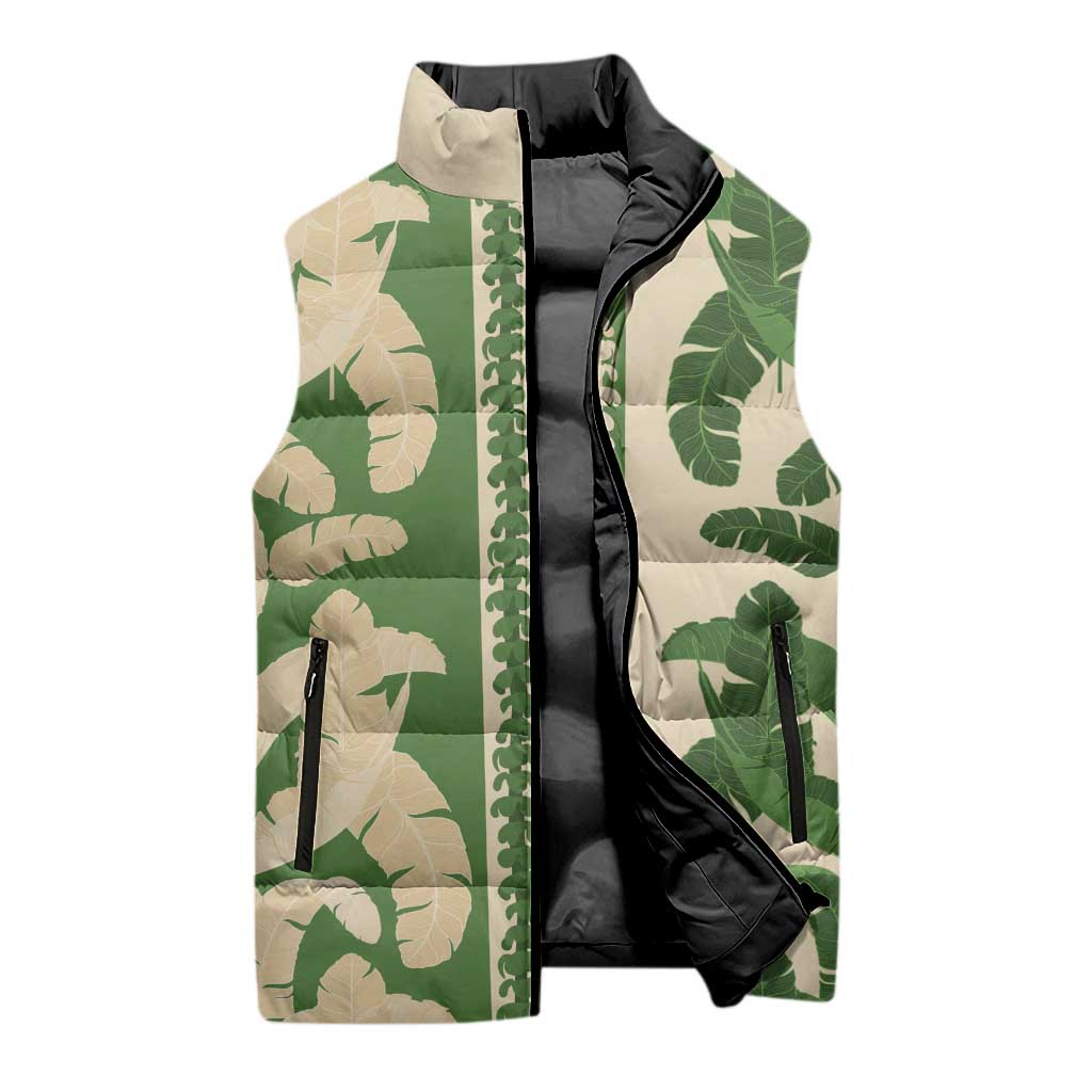 Hawaii Pua Kenikeni Lei Sleeveless Puffer Jacket With Lau Maia Green LT05 - Polynesian Pride