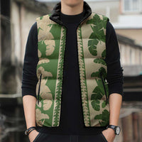 Hawaii Pua Kenikeni Lei Sleeveless Puffer Jacket With Lau Maia Green LT05 - Polynesian Pride