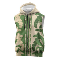 Hawaii Pua Kenikeni Lei Sleeveless Zip Hoodie With Lau Maia Green LT05 Green - Polynesian Pride
