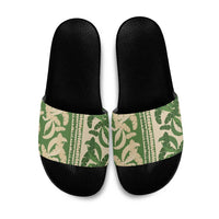 Hawaii Pua Kenikeni Lei Slide Sandals With Lau Maia Green