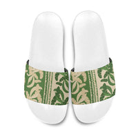 Hawaii Pua Kenikeni Lei Slide Sandals With Lau Maia Green