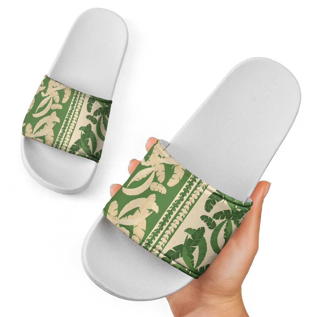 Hawaii Pua Kenikeni Lei Slide Sandals With Lau Maia Green