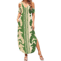 Hawaii Pua Kenikeni Lei Summer Maxi Dress With Lau Maia Green