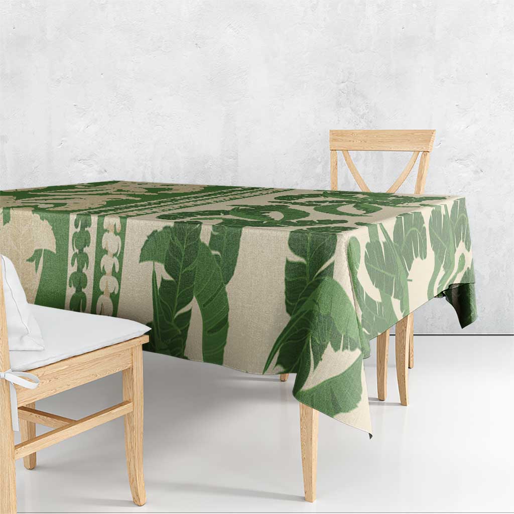 Hawaii Pua Kenikeni Lei Tablecloth With Lau Maia Green