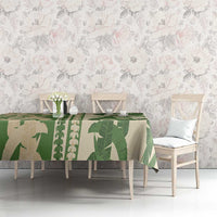 Hawaii Pua Kenikeni Lei Tablecloth With Lau Maia Green