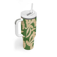 Hawaii Pua Kenikeni Lei Tumbler With Handle With Lau Maia Green