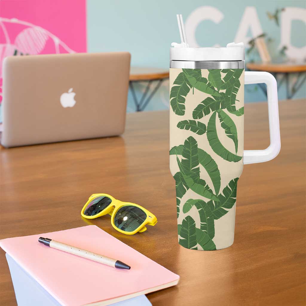 Hawaii Pua Kenikeni Lei Tumbler With Handle With Lau Maia Green