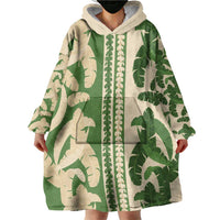 Hawaii Pua Kenikeni Lei Wearable Blanket Hoodie With Lau Maia Green LT05 - Polynesian Pride