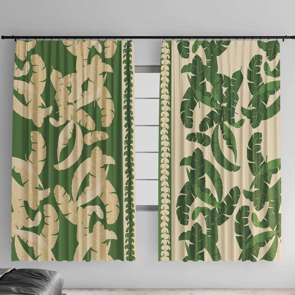 Hawaii Pua Kenikeni Lei Window Curtain With Lau Maia Green