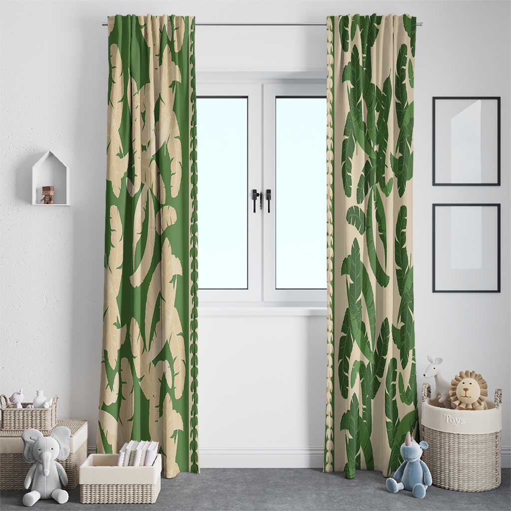 Hawaii Pua Kenikeni Lei Window Curtain With Lau Maia Green