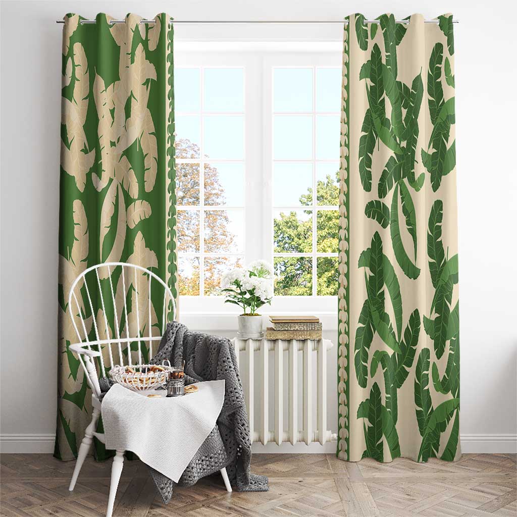 Hawaii Pua Kenikeni Lei Window Curtain With Lau Maia Green