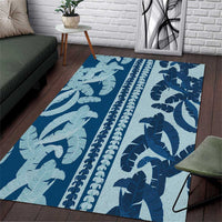 Hawaii Pua Kenikeni Lei Area Rug With Lau Maia Royal Blue LT05 Blue - Polynesian Pride