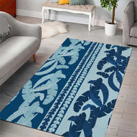 Hawaii Pua Kenikeni Lei Area Rug With Lau Maia Royal Blue LT05 - Polynesian Pride