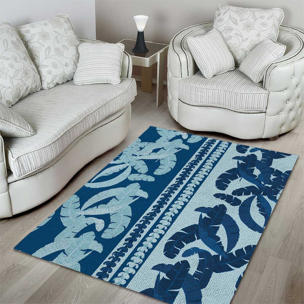 Hawaii Pua Kenikeni Lei Area Rug With Lau Maia Royal Blue LT05 - Polynesian Pride
