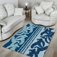 Hawaii Pua Kenikeni Lei Area Rug With Lau Maia Royal Blue LT05 - Polynesian Pride
