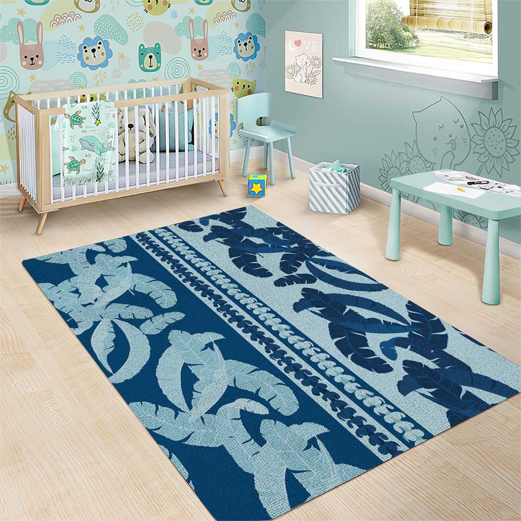Hawaii Pua Kenikeni Lei Area Rug With Lau Maia Royal Blue LT05 - Polynesian Pride