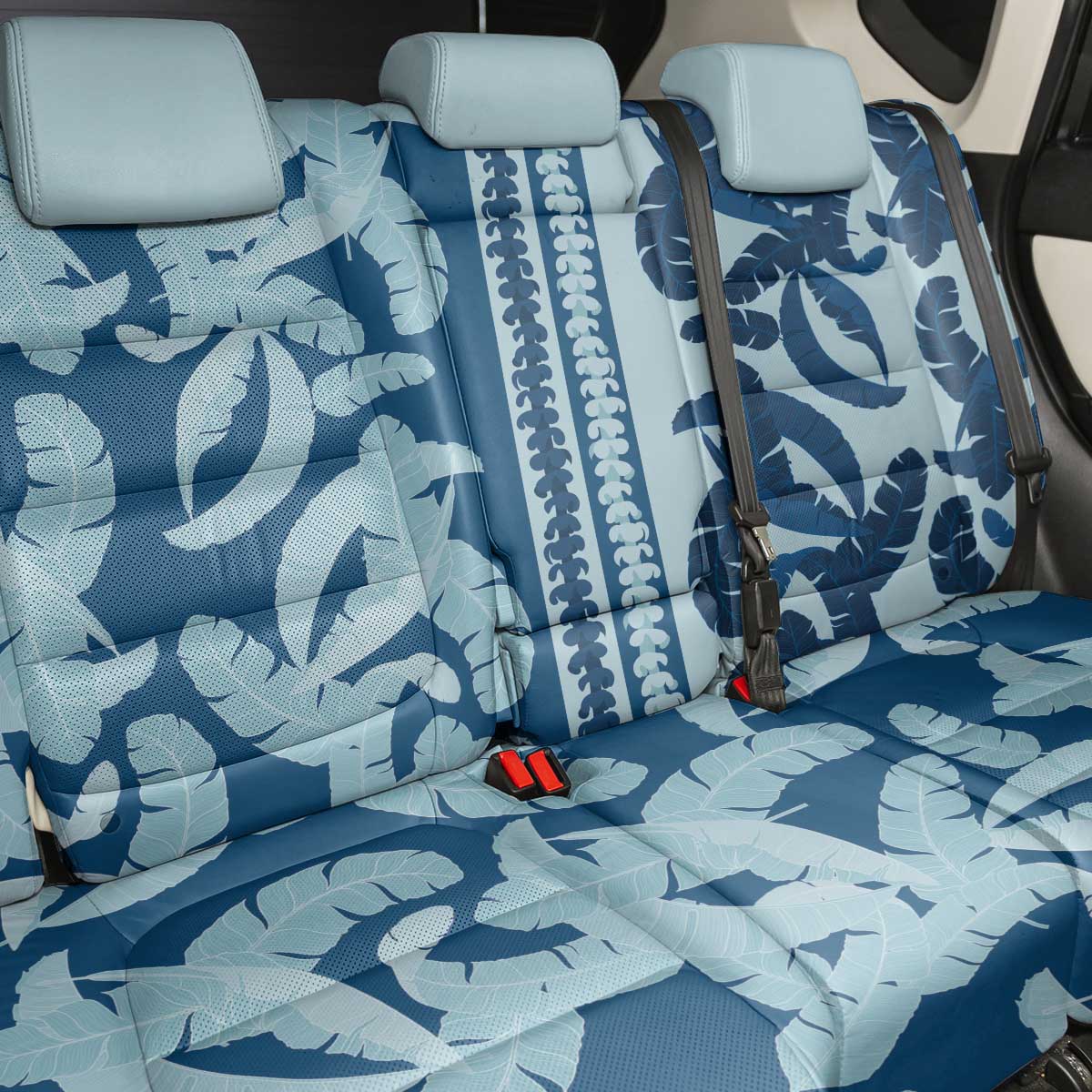 Hawaii Pua Kenikeni Lei Back Car Seat Cover With Lau Maia Royal Blue
