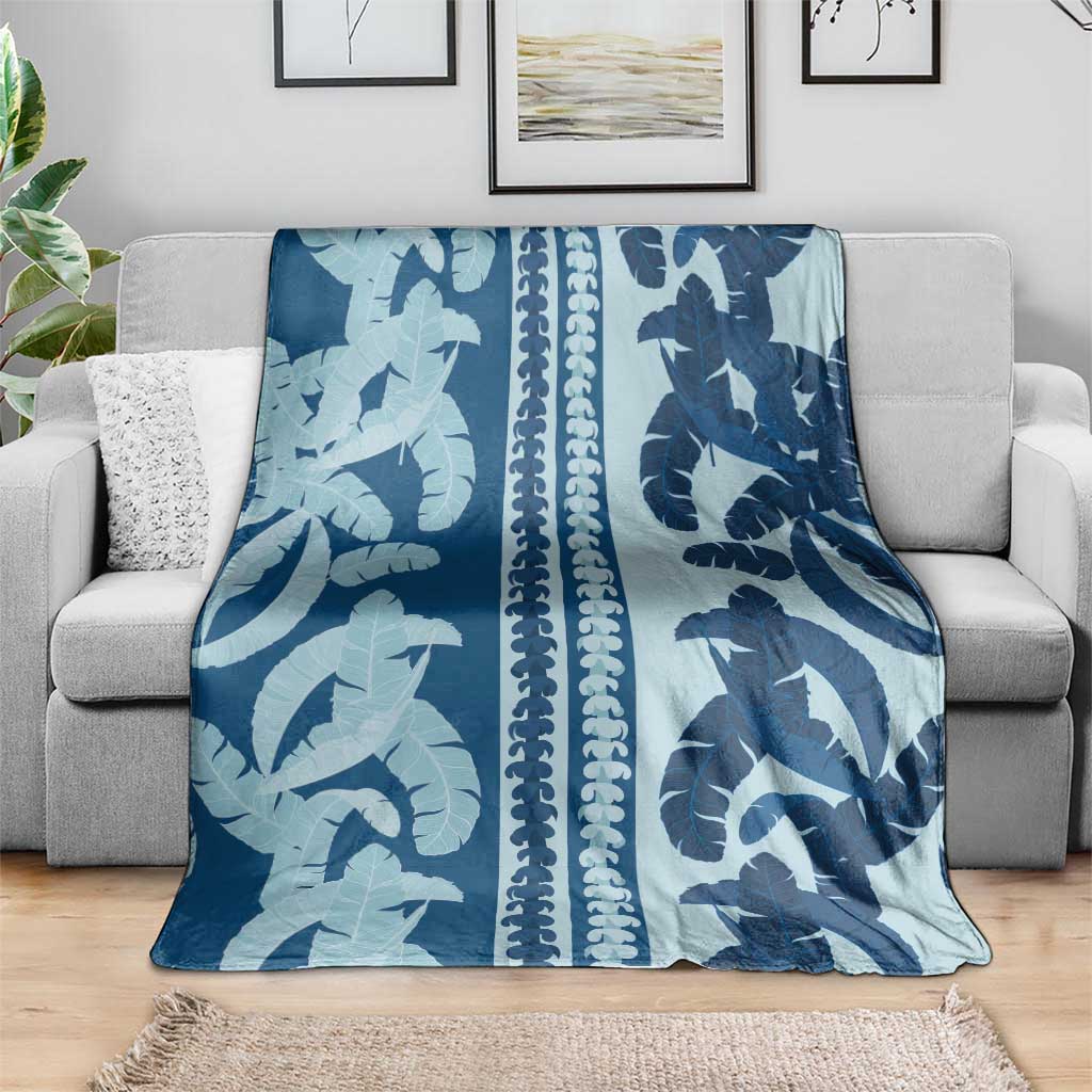 Hawaii Pua Kenikeni Lei Blanket With Lau Maia Royal Blue