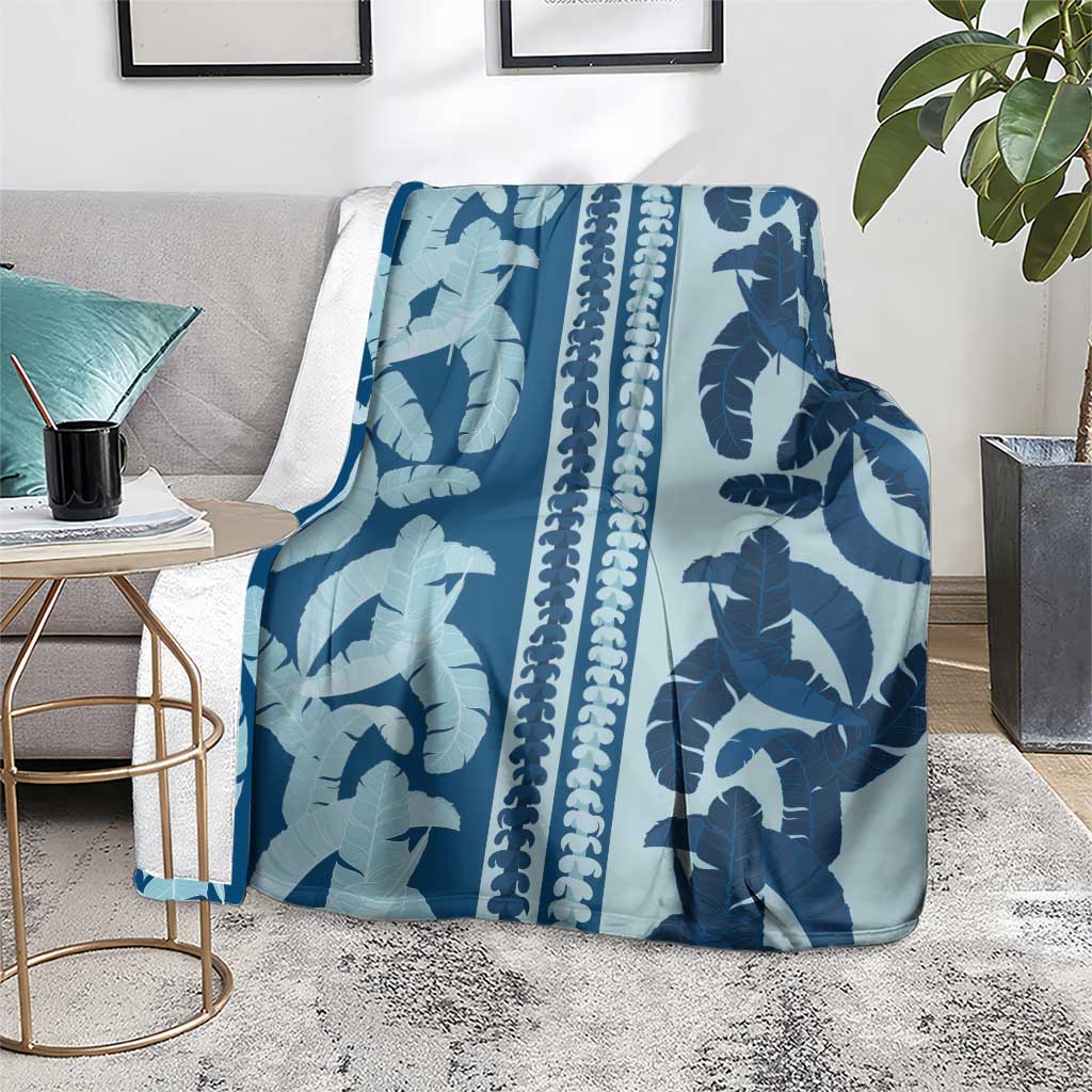Hawaii Pua Kenikeni Lei Blanket With Lau Maia Royal Blue