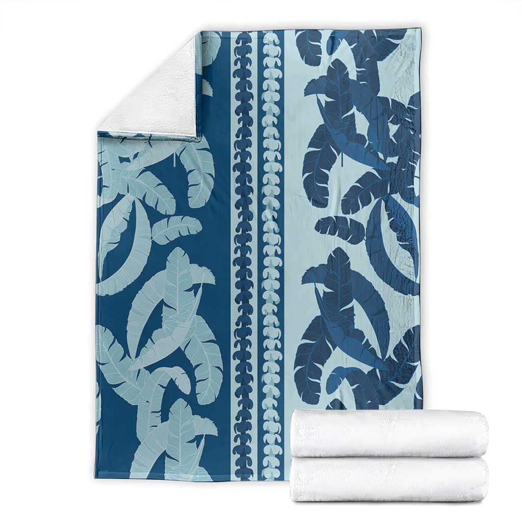 Hawaii Pua Kenikeni Lei Blanket With Lau Maia Royal Blue
