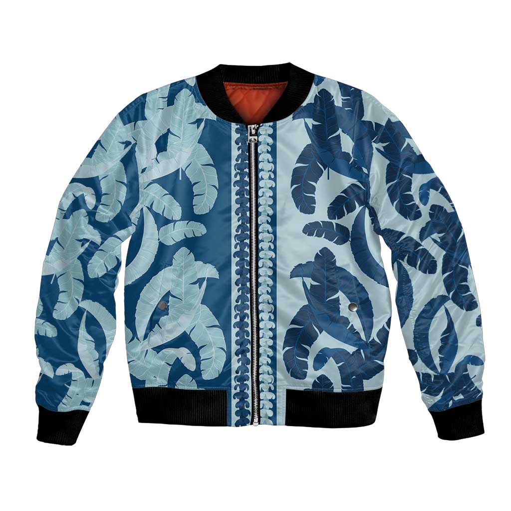 Hawaii Pua Kenikeni Lei Bomber Jacket With Lau Maia Royal Blue LT05 Unisex Blue - Polynesian Pride