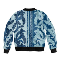 Hawaii Pua Kenikeni Lei Bomber Jacket With Lau Maia Royal Blue LT05 - Polynesian Pride