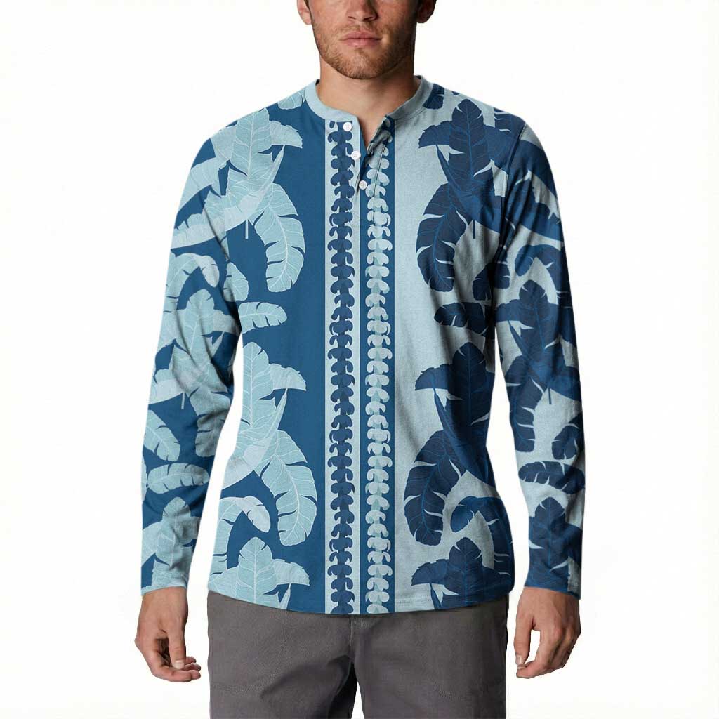 Hawaii Pua Kenikeni Lei Button Sweatshirt With Lau Maia Royal Blue