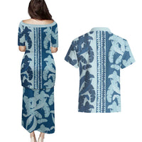 Hawaii Pua Kenikeni Lei Couples Matching Puletasi and Hawaiian Shirt With Lau Maia Royal Blue LT05 - Polynesian Pride