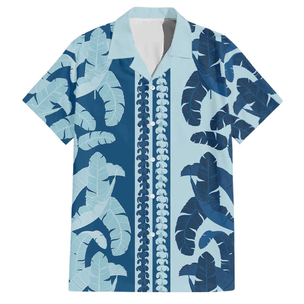 Hawaii Pua Kenikeni Lei Family Matching Off Shoulder Maxi Dress and Hawaiian Shirt With Lau Maia Royal Blue LT05 Dad's Shirt - Short Sleeve Blue - Polynesian Pride