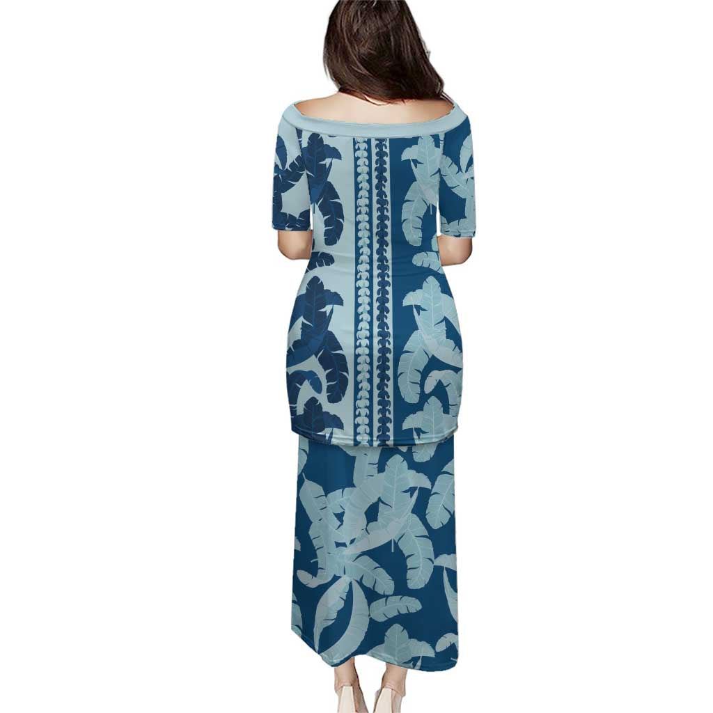 Hawaii Pua Kenikeni Lei Family Matching Puletasi and Hawaiian Shirt With Lau Maia Royal Blue LT05 - Polynesian Pride