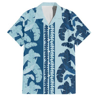Hawaii Pua Kenikeni Lei Family Matching Summer Maxi Dress and Hawaiian Shirt With Lau Maia Royal Blue LT05 Dad's Shirt - Short Sleeve Blue - Polynesian Pride