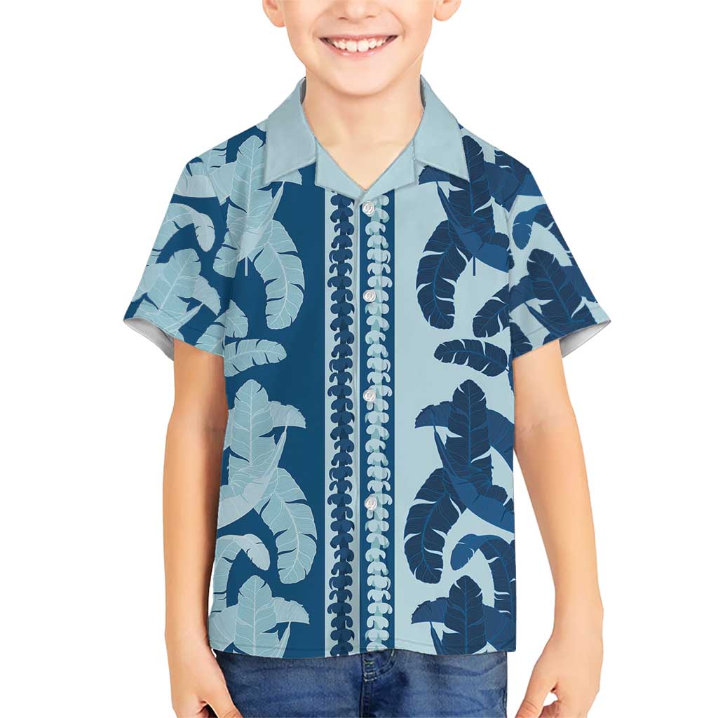 Hawaii Pua Kenikeni Lei Family Matching Summer Maxi Dress and Hawaiian Shirt With Lau Maia Royal Blue LT05 Son's Shirt Blue - Polynesian Pride